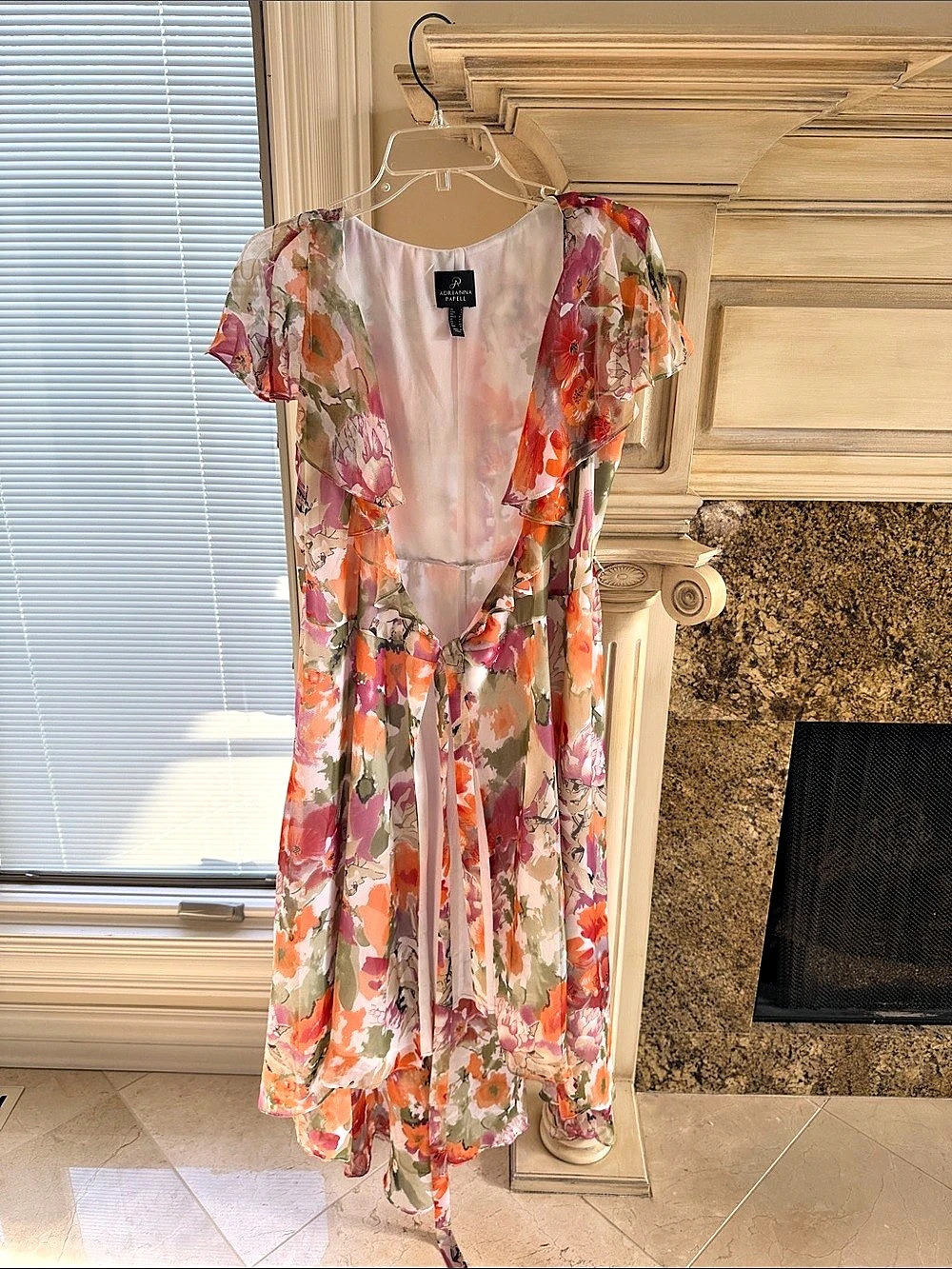 Adrianna Papell Floral Maxi Dress in Pink & Orange Size 8 Like New